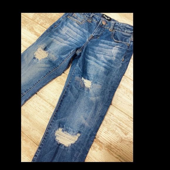 KIDPIK Jeans | Distressed & Reinforced Knees | Youth Girls | Size 8 - Picture 6 of 7